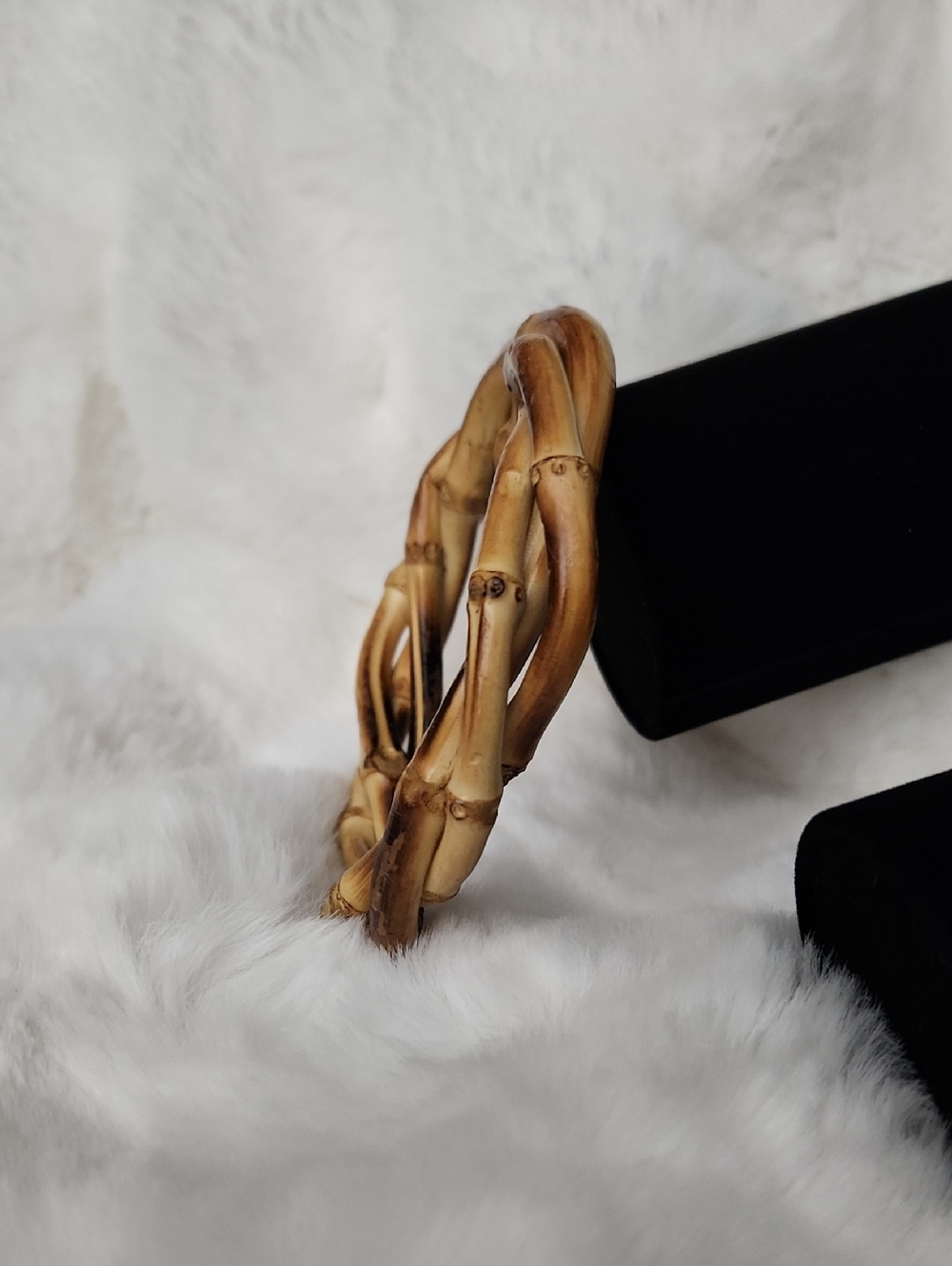 Tan Bamboo-Style Bangle Bracelet - Women Accessories